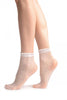 Small Polka Dots And Rounded Trim Top White Socks Ankle High 15 Den