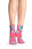 Large Polka Dot With Flip Bow & Kitty Bright Pink Ankle High Cocks
