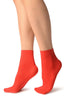 Red Plain Ankle High Socks