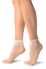 White With Little Dots And Diamonds Silky Comfort Top Ankle High Socks