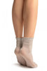 Grey With Lurex Comfort Top Ankle High Socks