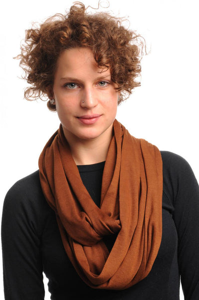 Chocolate Brown Soft Cotton Snood Scarf