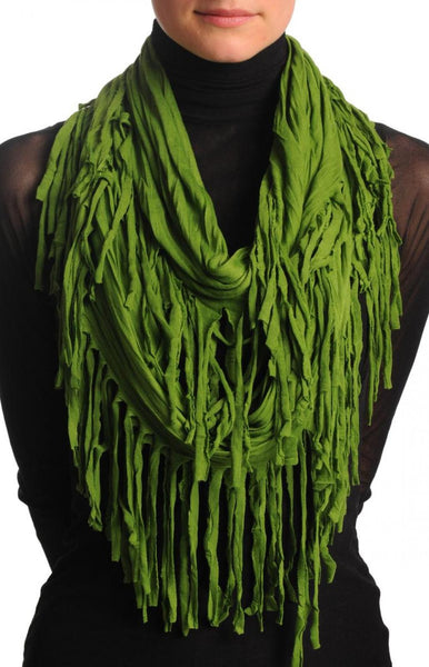 Green With Tassels Snood Scarf