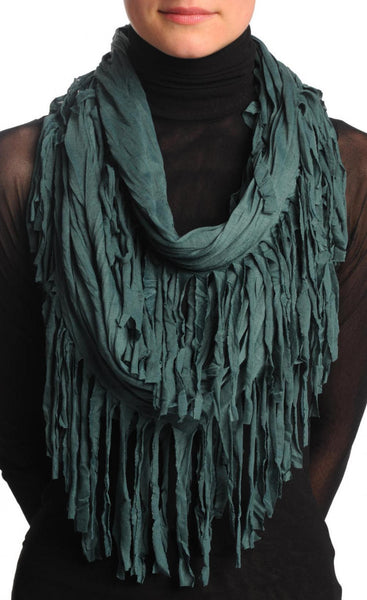 Prussian Blue With Tassels Snood Scarf