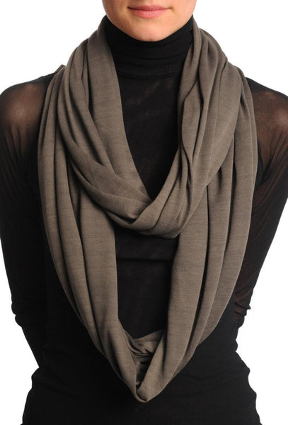 Taupe Brown Soft Cotton Snood Scarf