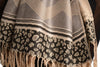 Assimetrical Ornaments On Black Pashmina With Tassels