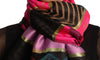 Aztec Patern On Puce Pink & Magenta With Gold Lurex Pashmina With Tassels