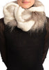 White Knitted Plait Style Snood With Faux Fur