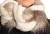 White Knitted Plait Style Snood With Faux Fur
