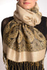 Beige With Lurex Ornaments Pashmina With Tassels