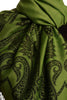 Large Paisley On Olive Green Pashmina With Tassels