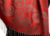 Joined Paisleys On Red Pashmina Feel With Tassels