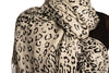 Black Diagonal Leopard On White Pashmina Feel With Tassels
