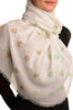 Printed Clover With Gold Lurex On White Unisex Scarf
