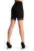 Black Cotton Shorts With Lace Trim