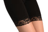 Black Cotton Shorts With Lace Trim