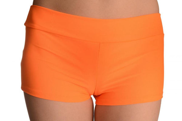 Neon Orange Women's Stretchy Yoga Shorts