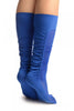 Cobalt Blue Sheer & Opaque Sides Socks Knee High