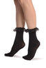 Black Opaque With Black Lace Ankle Hight Socks 60 Den