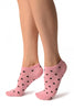 Black Polka Dot On Pink Footies Socks