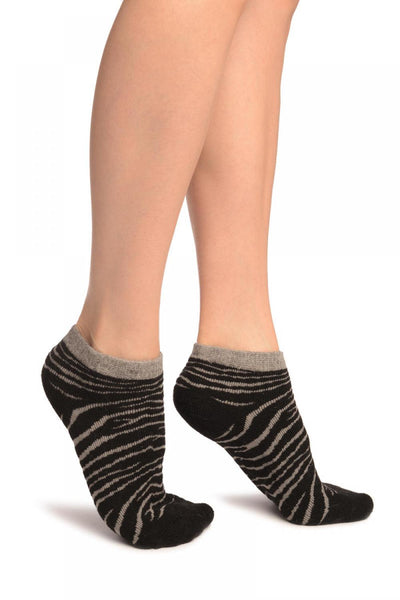 Black Zebra Angora Footies Socks