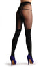 Black Faux Stockings With Silver Lurex Top & Suspender Belt