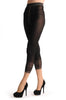 Black Sheer Faux Capri With Lace Trim & Nude Foot
