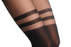 Black Faux Stockings With Striped Top 60 Den