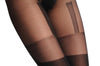 Black Faux Suspender Tights With Meshed Top 60 Den