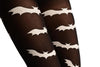 White Printed Bats On Black (Halloween)