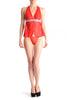 Red Sheer Babydoll With Silver Sequin & Matching Brief Set