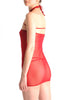 Red Sheer Open Shoulders Pencil With Lace & Matching Brief Set
