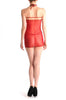 Red Sheer Open Shoulders Pencil With Lace & Matching Brief Set