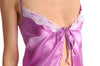 Pink Satin Babydoll With White Lace Trim