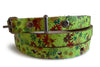 Small Daisies On Neon Yellow Real Leather Rustic Look Women Belt