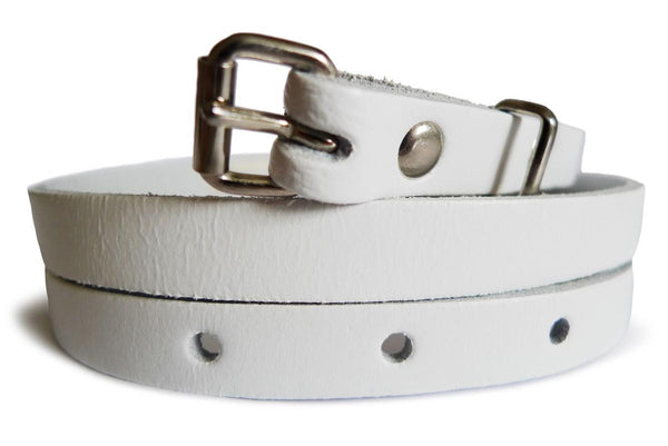 Plain White Real Leather Women Belt