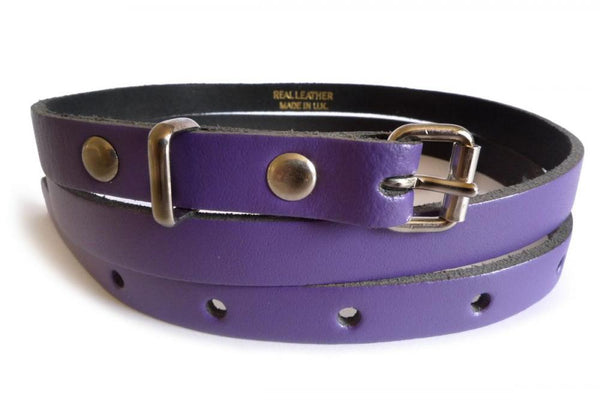 Plain Purple Real Leather Women Belt