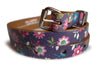 Colourful Daisies On Purple Real Leather Rustic Look Women Belt