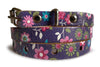 Colourful Daisies On Purple Real Leather Rustic Look Women Belt
