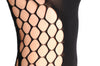 Large Net Bodystoking With Opaque Front Panel & Suspenders