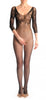 Fishnet Bodystocking With Floral Lace Top And Quarter Sleeves