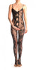 Floral Lace Bodystocking With Straps & Bows At The Front