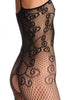 Waves On Geometrical Lace With Straps Bodystocking