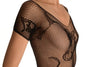 Black With Large Flowers All Over Bodystocking