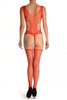 Red Suspender Bodystocking With Open Panels