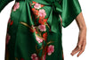 Green With Sakura Bloom Luxurious Silk Dressing Gown (Robe)