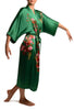 Green With Sakura Bloom Luxurious Silk Dressing Gown (Robe)