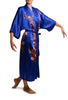 Blue With Sakura Bloom Luxurious Silk Dressing Gown (Robe)