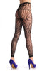 Black Tiger With Lace Trim Footless Fishnet