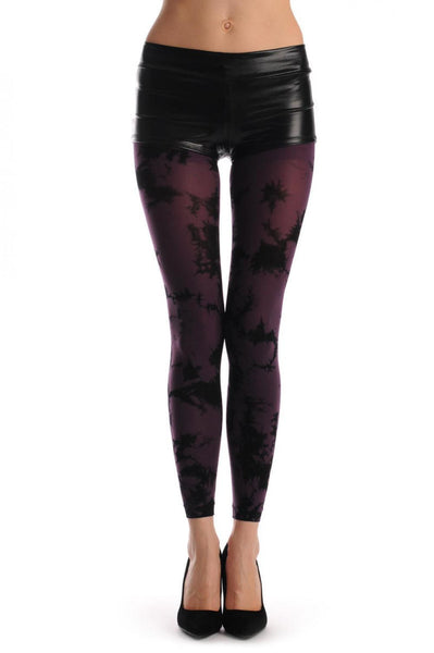 Plum & Black Colour Splash (Tie Dye) Footless